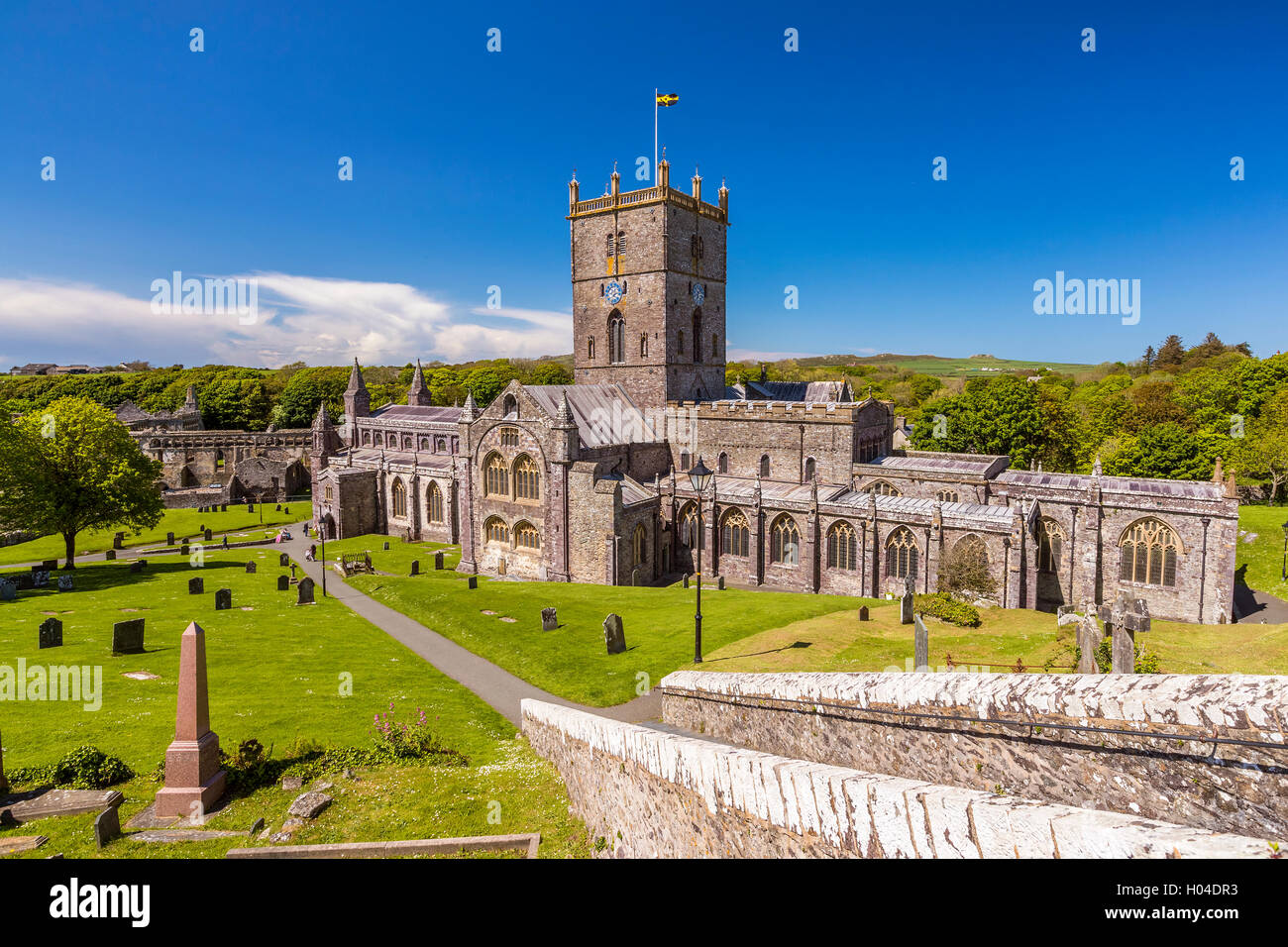 Cathédrale St Davids, Pembrokeshire Coast National Park, Pembrokeshire, Pays de Galles, Royaume-Uni, Europe. Banque D'Images