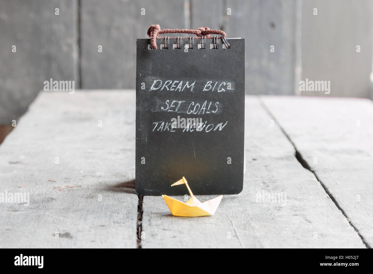 Rêver grand - l'objectif défini, - passer à l'action, de motivation devis Banque D'Images