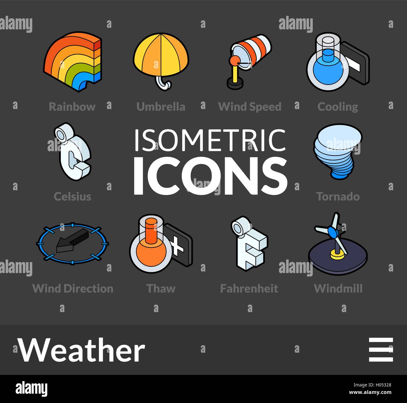 Grandes lignes isométriques icons set 24 Illustration de Vecteur