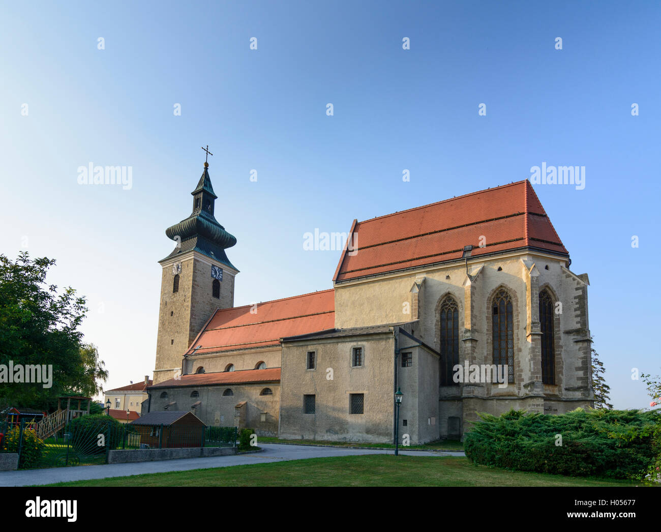 Pillichsdorf : église paroissiale, Weinviertel, Niederösterreich, Basse Autriche, Autriche Banque D'Images
