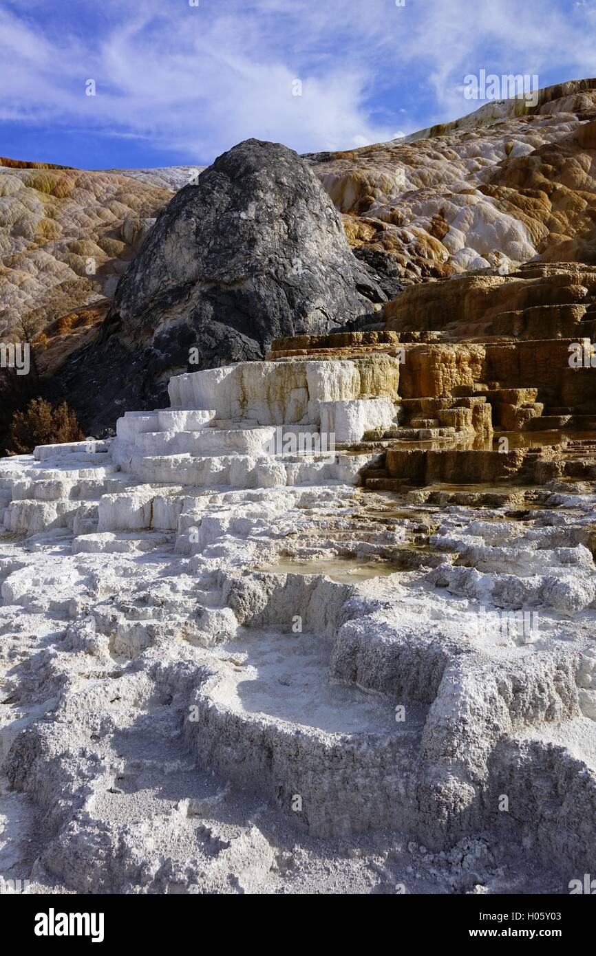 Terrasses inférieures, Mammoth Hot Springs, Parc National de Yellowstone Banque D'Images