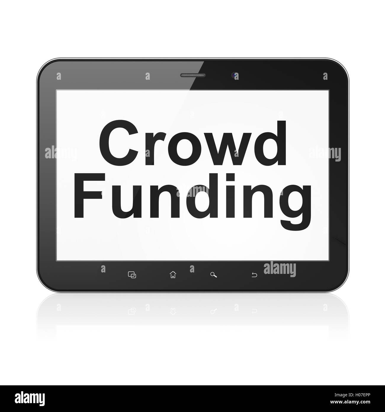 Concept d'entreprise : Crowdfunding sur tablet PC ordinateur Banque D'Images