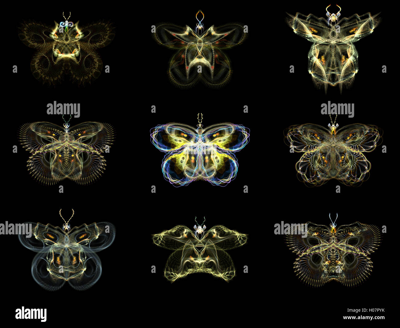 Papillons fractale virtuel Banque D'Images