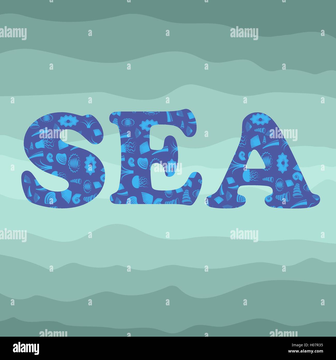 Lettres décoratives Silhouette Shell Sea Illustration de Vecteur