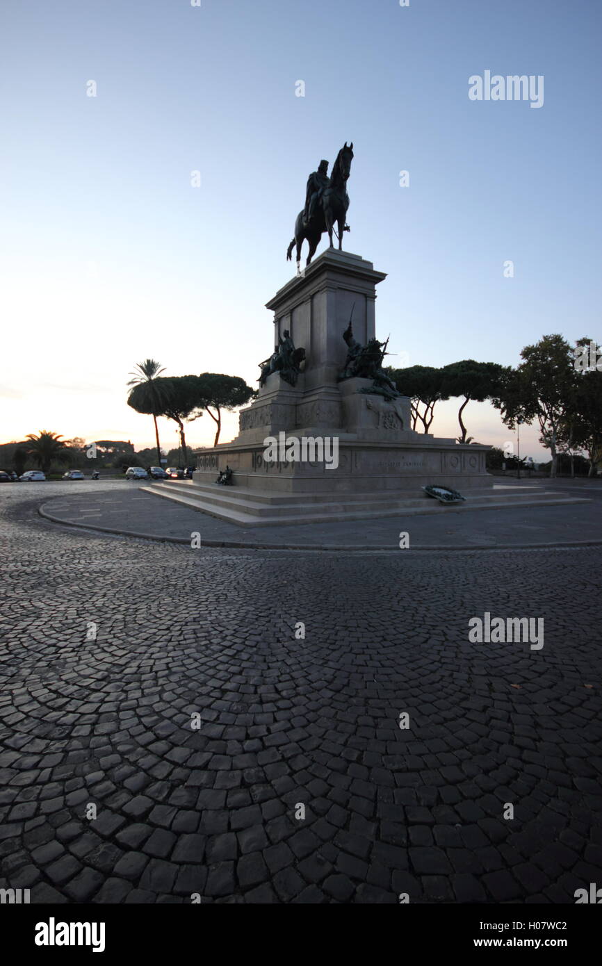 Carré de la monument équestre au Gianicolo dédié à Giuseppe Garibaldi, Rome, Italie Banque D'Images