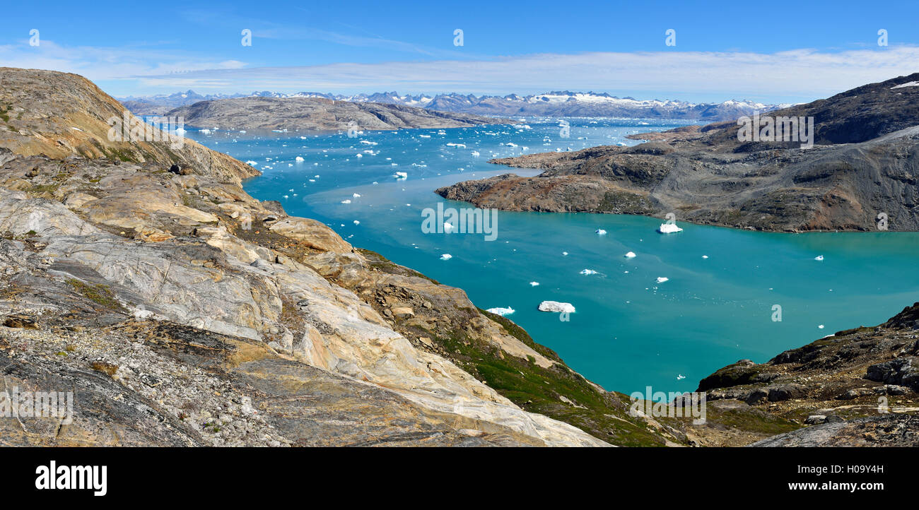 Johan Petersen Fjord, kleine Eisberge Sammileq, BEI, l'Est du Groenland, Greenland Banque D'Images