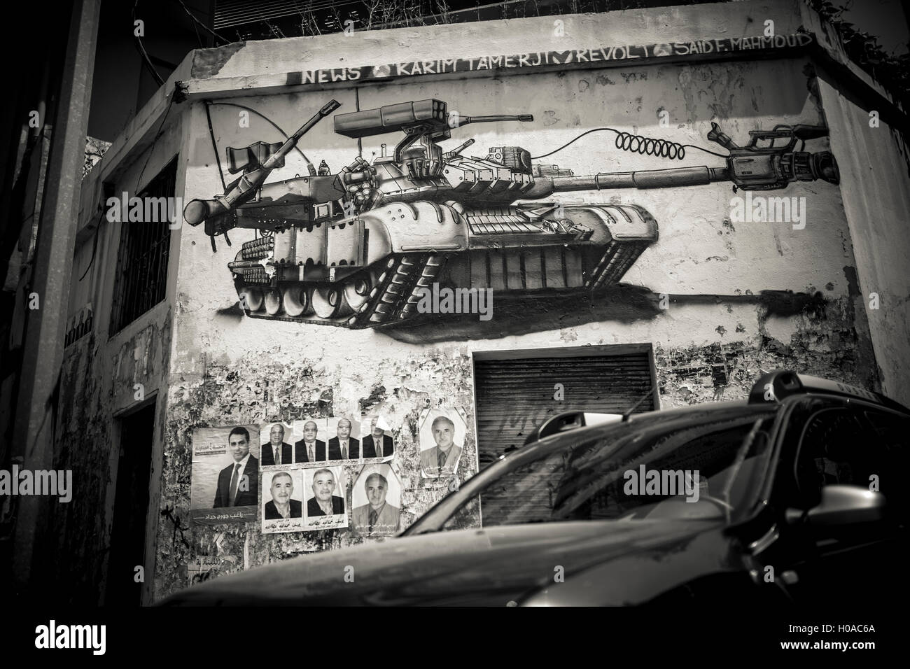 Les graffitis à Beyrouth - 10/06/2016 - Liban / Beyrouth - Beyrouth, Beyrouth, juin 2016. Bilal Tarabey - art de la rue / Le Pictorium Banque D'Images