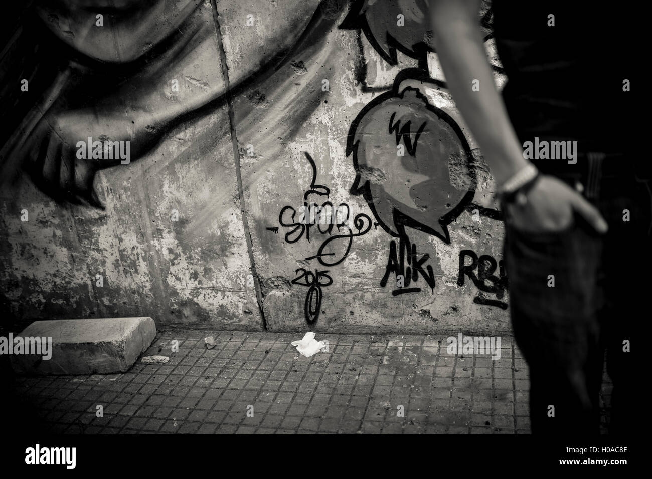 Les graffitis à Beyrouth - 10/11/2015 - Liban / Beyrouth - Mar Mikhail, Beyrouth, novembre 2015. Tag par Spaz. - Bilal Tarabey / Le Pictorium Banque D'Images