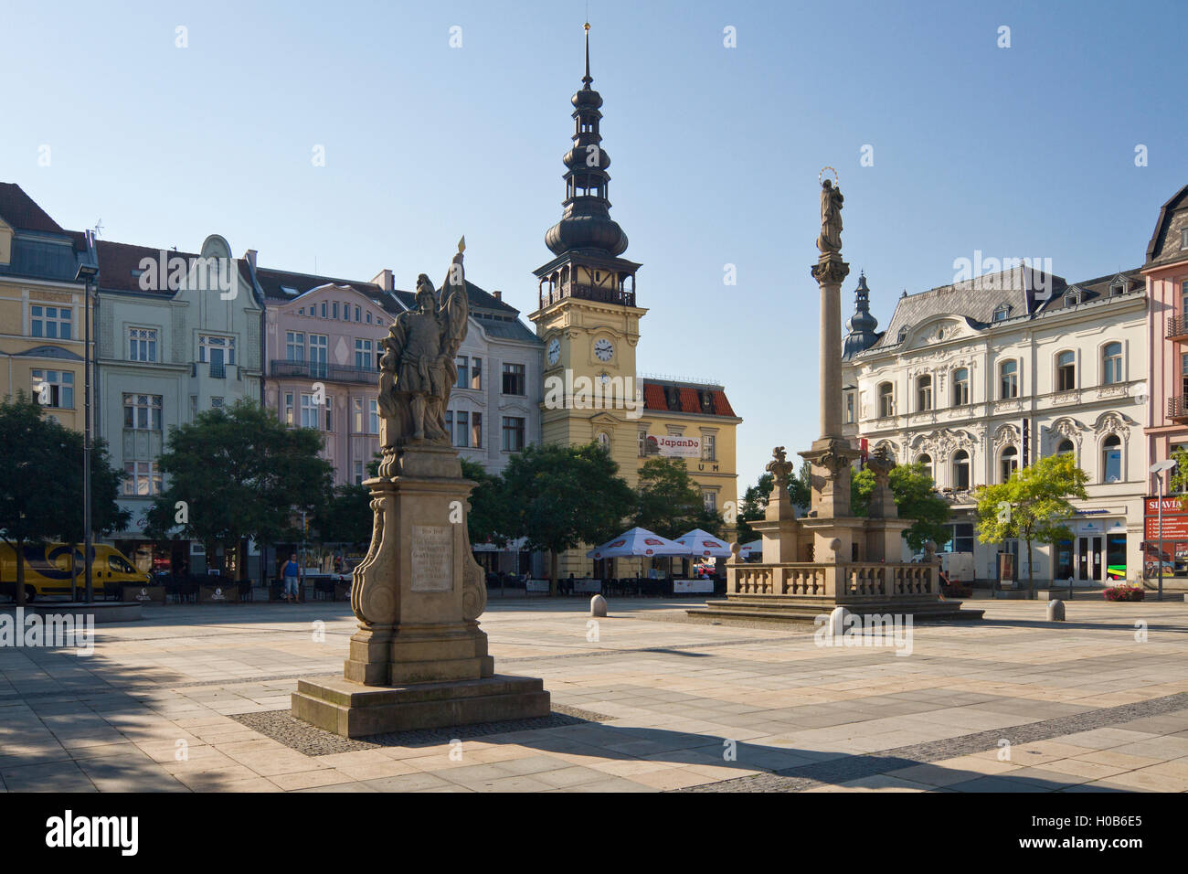 La place Masaryk, Ostrava, République tchèque. Banque D'Images