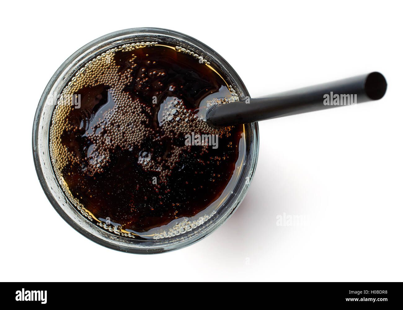 Verre de boisson coca isolé sur fond blanc, vue du dessus Banque D'Images