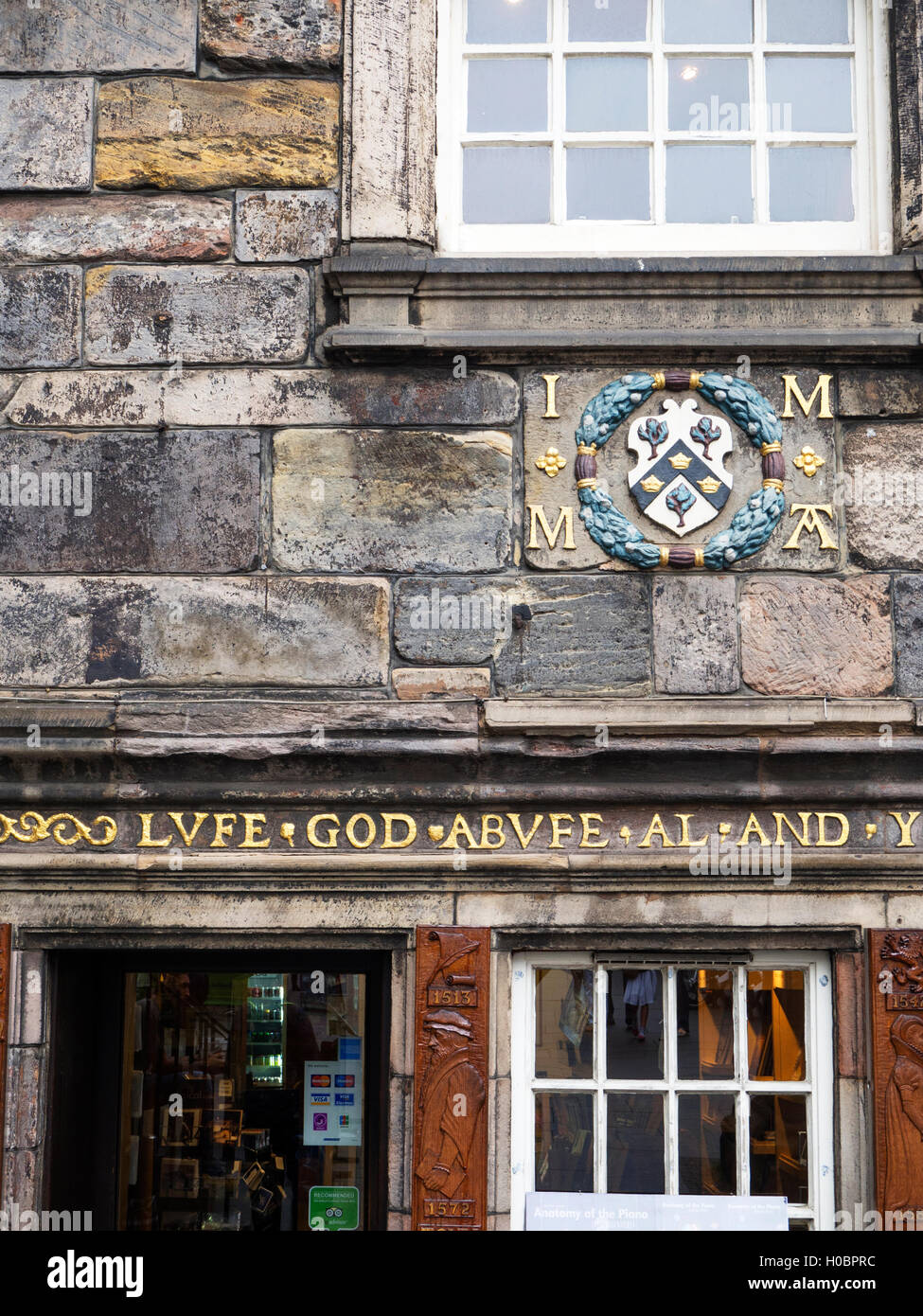 Détail de John Knox House sur le Royal Mile à Édimbourg en Écosse Banque D'Images