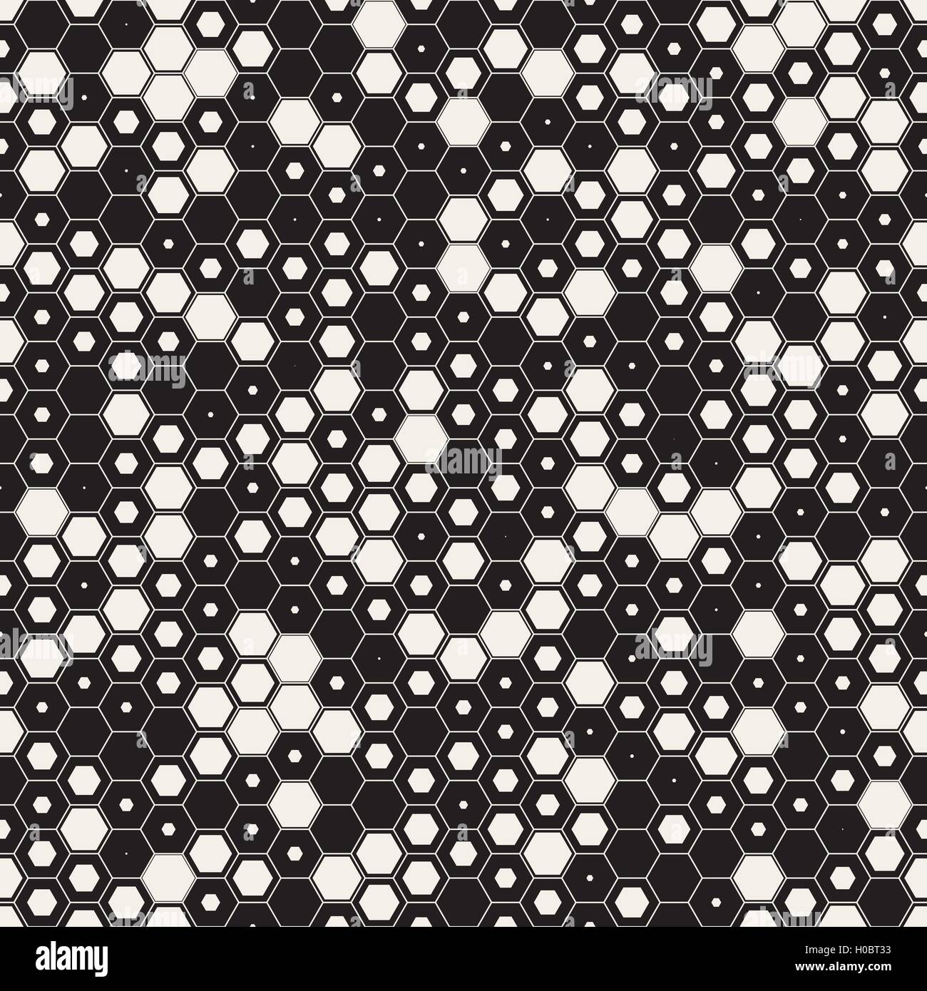 Seamless Vector noir et blanc motif nid d'hexagones aléatoire Illustration de Vecteur