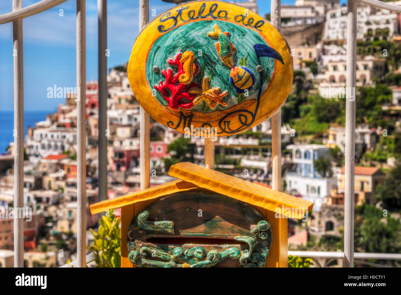 Embarquement Au colorés positano amalfi coast Banque D'Images