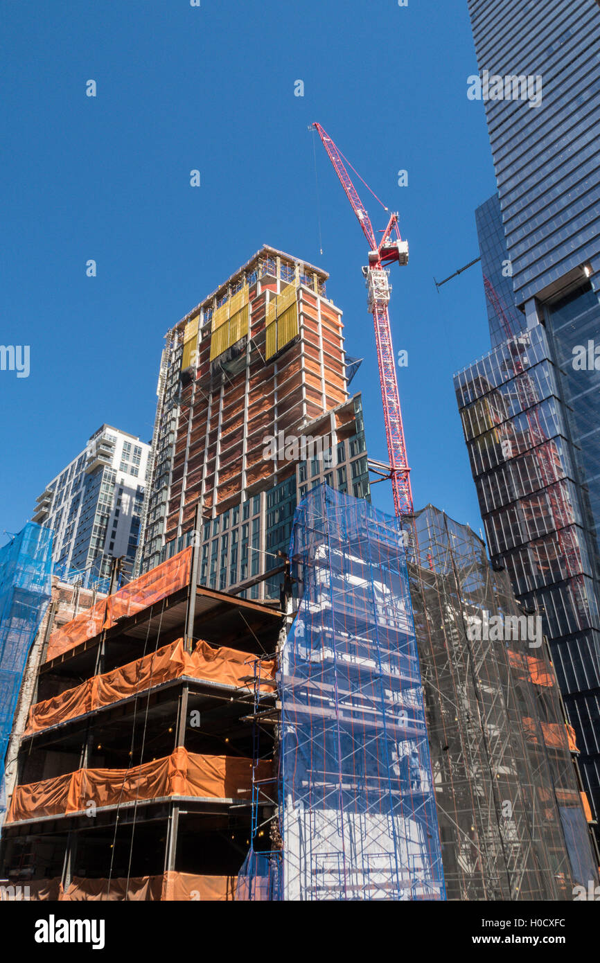 Les chantiers de construction de gratte-ciel d'Hudson, NEW YORK, USA Site Banque D'Images