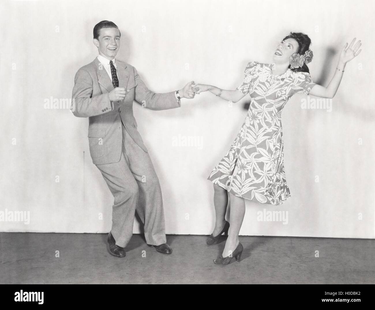 Couple dancing le jitterbug Banque D'Images