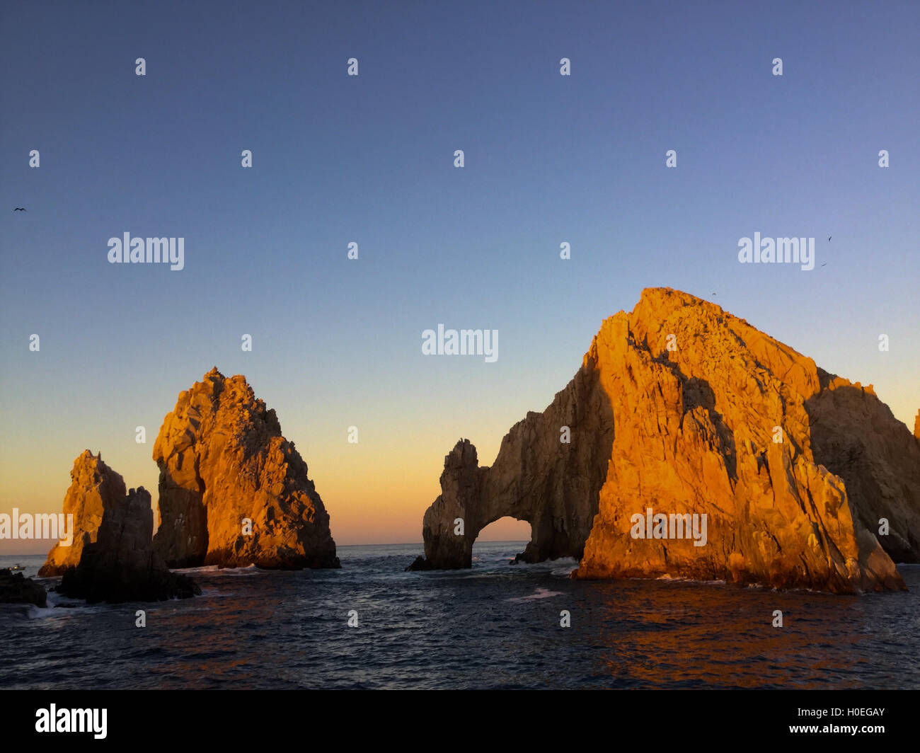 Lever du soleil à Land's End, Cabo San Lucas, Baja California, Mexique Banque D'Images