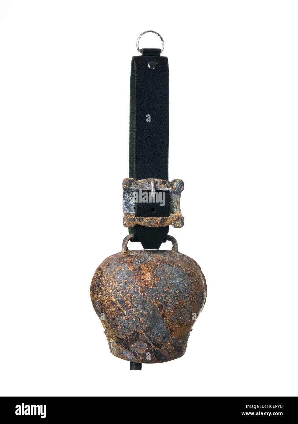 Cloche de vache Vintage isolé sur fond blanc Banque D'Images