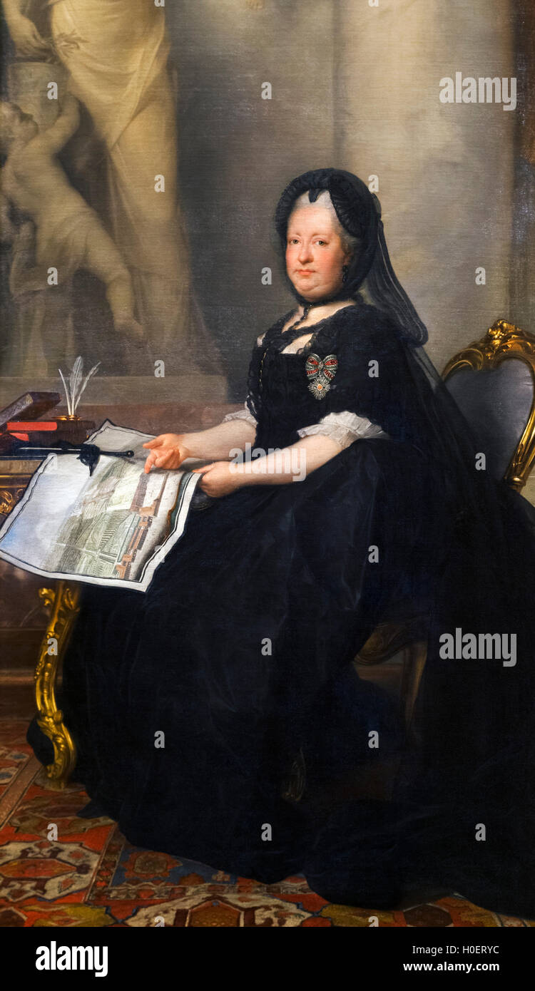 L'Impératrice Marie-Thérèse (Maria Theresa Walburga Amalia Christina - 1717-1780) comme une veuve. Portrait par Anton von Maron, 1773. Banque D'Images