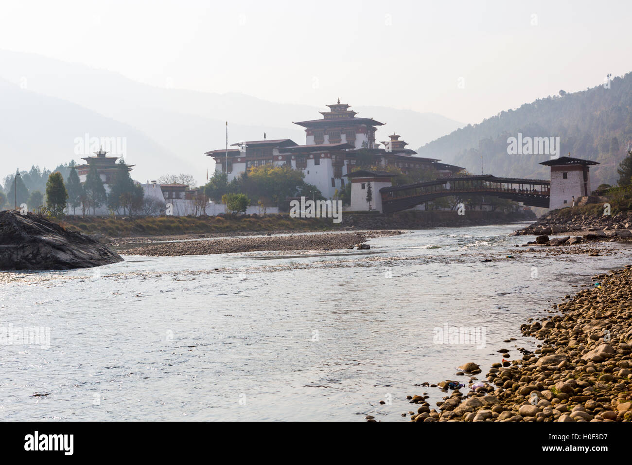 Punakha Dzong dans l'Ouest Bhoutan Banque D'Images