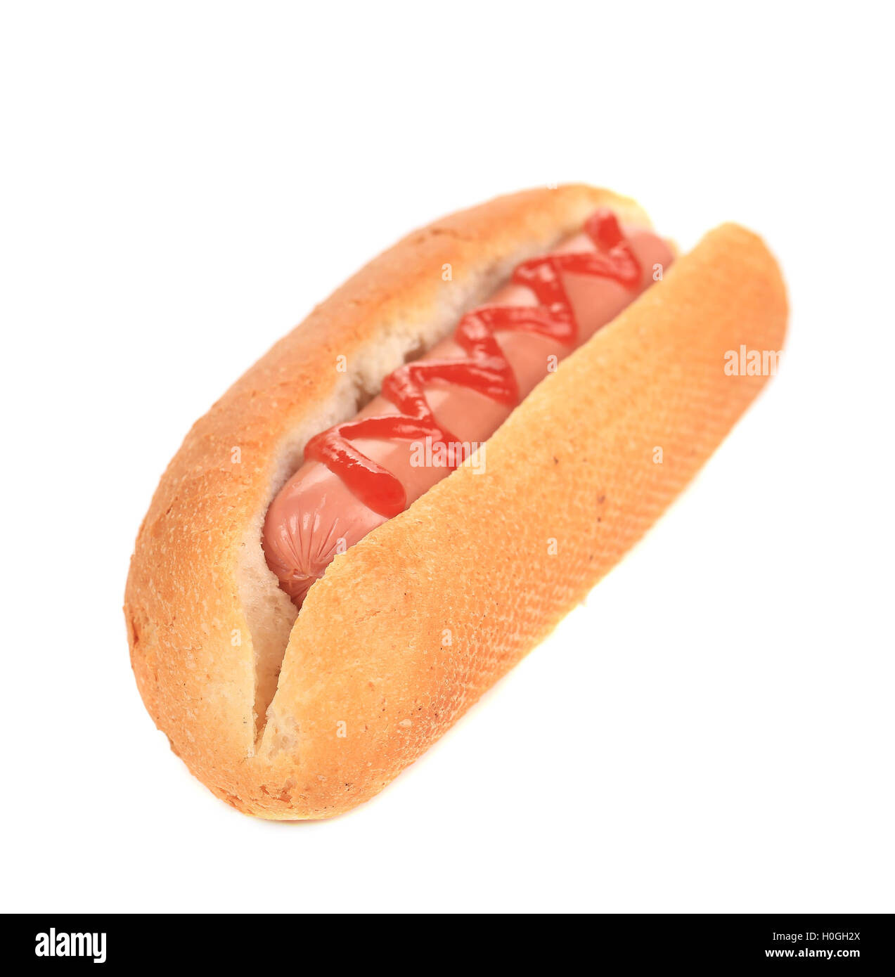 Hot-dog avec du ketchup. Banque D'Images