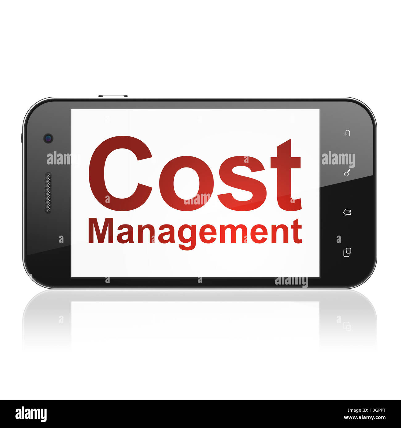 Finances concept : la gestion des coûts sur le smartphone. Banque D'Images