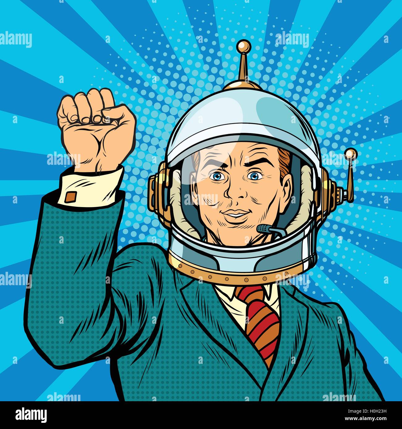 L'astronaute de l'homme la main dans un geste d'unité Illustration de Vecteur