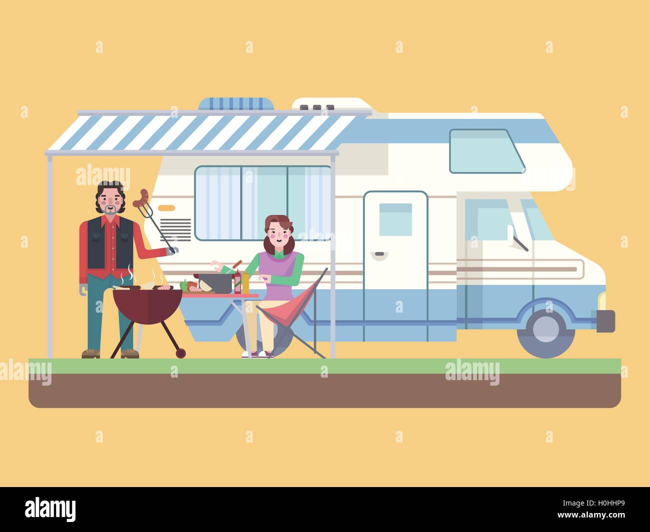 La vie de camping car Banque d'images vectorielles - Alamy