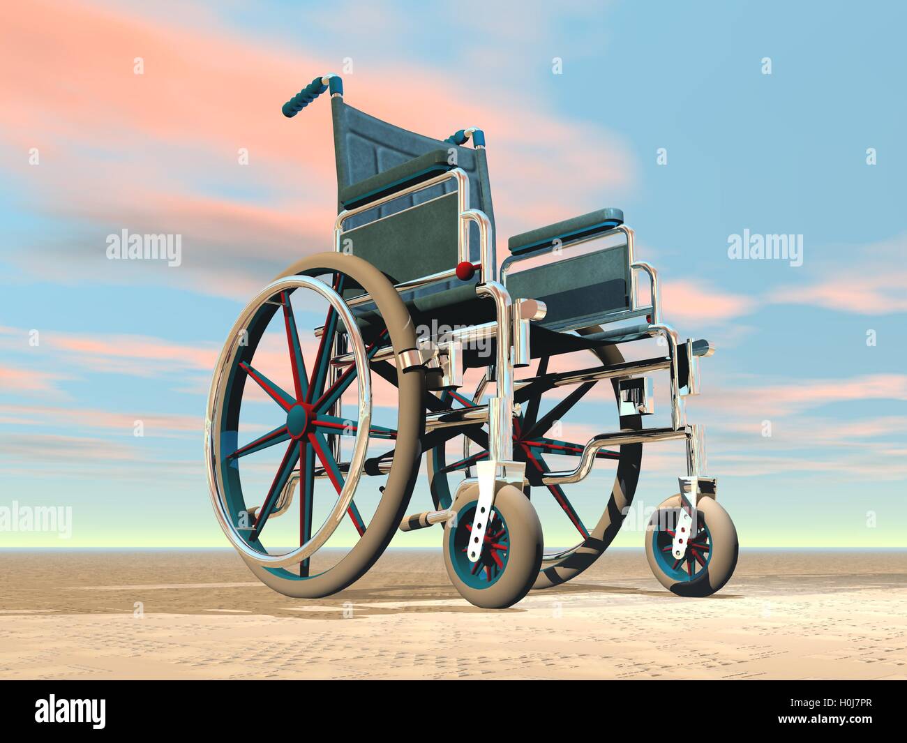 Rendu 3D - fauteuil roulant Banque D'Images