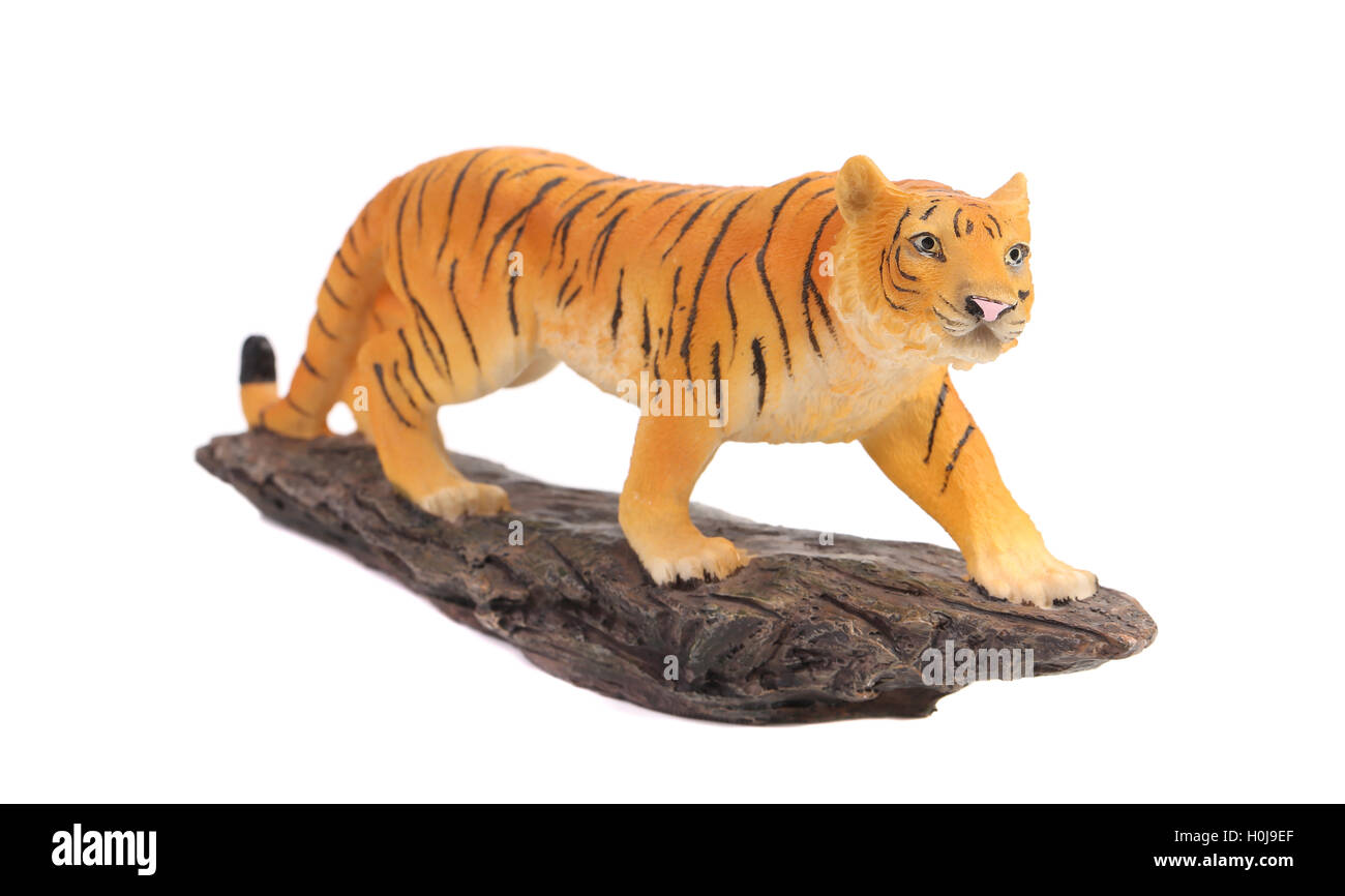 Figurine tigre en plastique. Banque D'Images