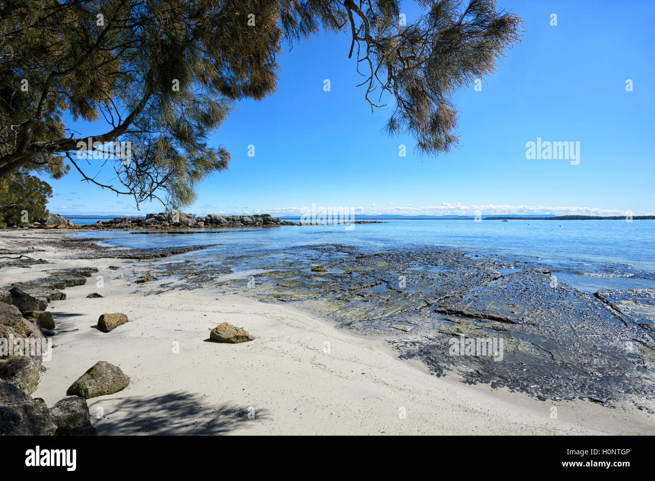 Voir d'Bindijine Beach, Jervis Bay, Beecroft, New South Wales, NSW, Australie Banque D'Images