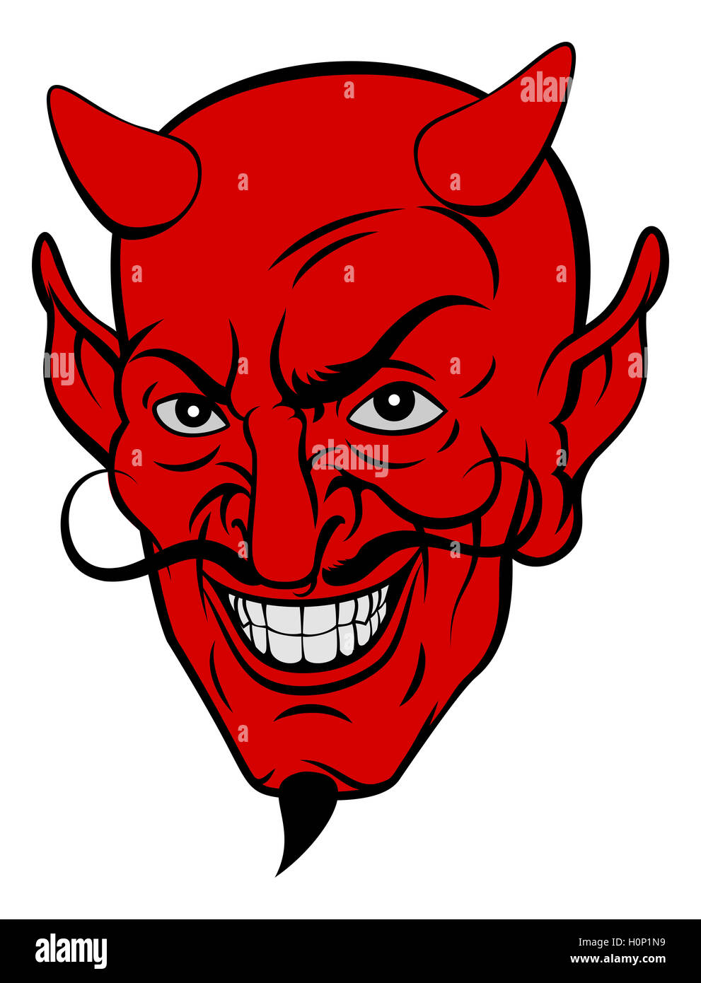 Red Devil satan ou Lucifer cartoon démon face avec cornes et d'une barbiche beard Banque D'Images