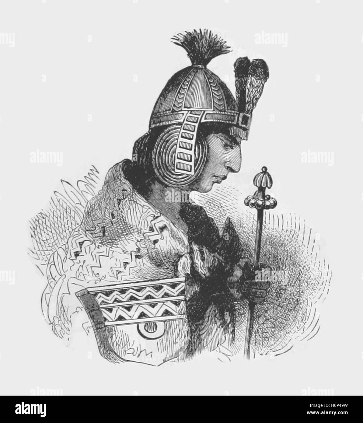 Le 13ème empereur Inca Huascar Huascar le 13ème empereur Inca Inka Waskar, de sens incertain, a déclaré que d'être liés à sa maison natale Huascarpata ; 1503-1532) a été Sapa Inca de l'Empire Inca de 1527 à 1532 AD, succédant à son père Huayna Capac et frère Ninan Cuyochi, qui tous deux sont morts de la variole alors qu'il faisait campagne près de Quito de droit provenant de Cassell's Illustrated l'histoire universelle (1893). Banque D'Images