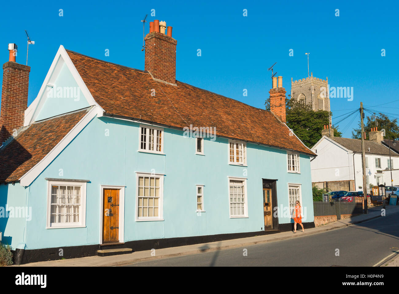 Suffolk Framlingham, une rangée de cottages datant de la période médiévale dans le village de Suffolk Framlingham, England, UK. Banque D'Images