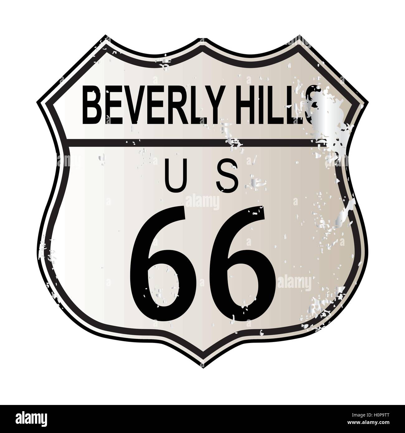 Los Angeles Route 66 Panneau de circulation sur un fond blanc et la légende nous itinéraire 66 Illustration de Vecteur
