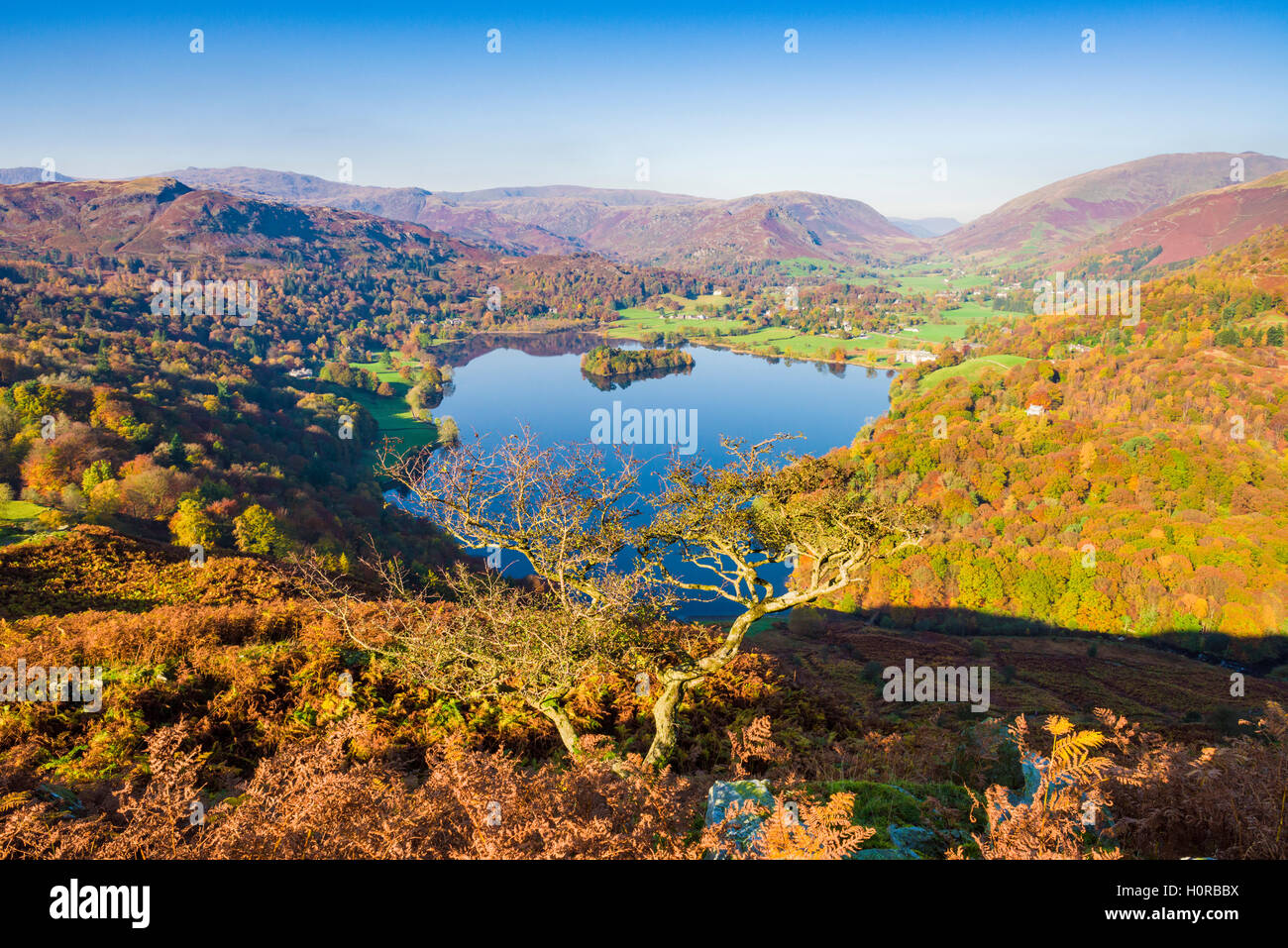 Vu de Loughrigg Grasmere est tombé dans le Parc National de Lake District. La région de Cumbria. L'Angleterre. Banque D'Images