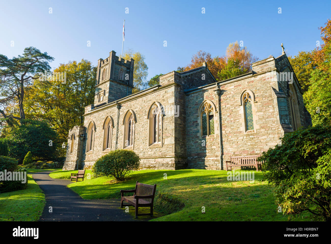 L'église St Mary à Rydal dans le Parc National de Lake District. La région de Cumbria. L'Angleterre. Banque D'Images