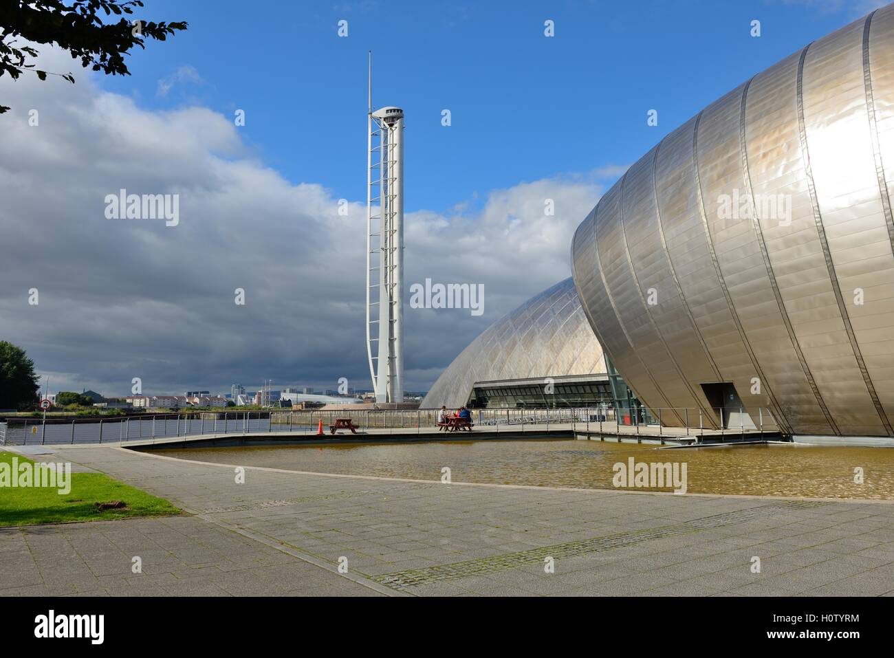 Centre des sciences, Imax et tour de Glasgow à Pacific Quay, Glasgow, Écosse, Royaume-Uni Banque D'Images