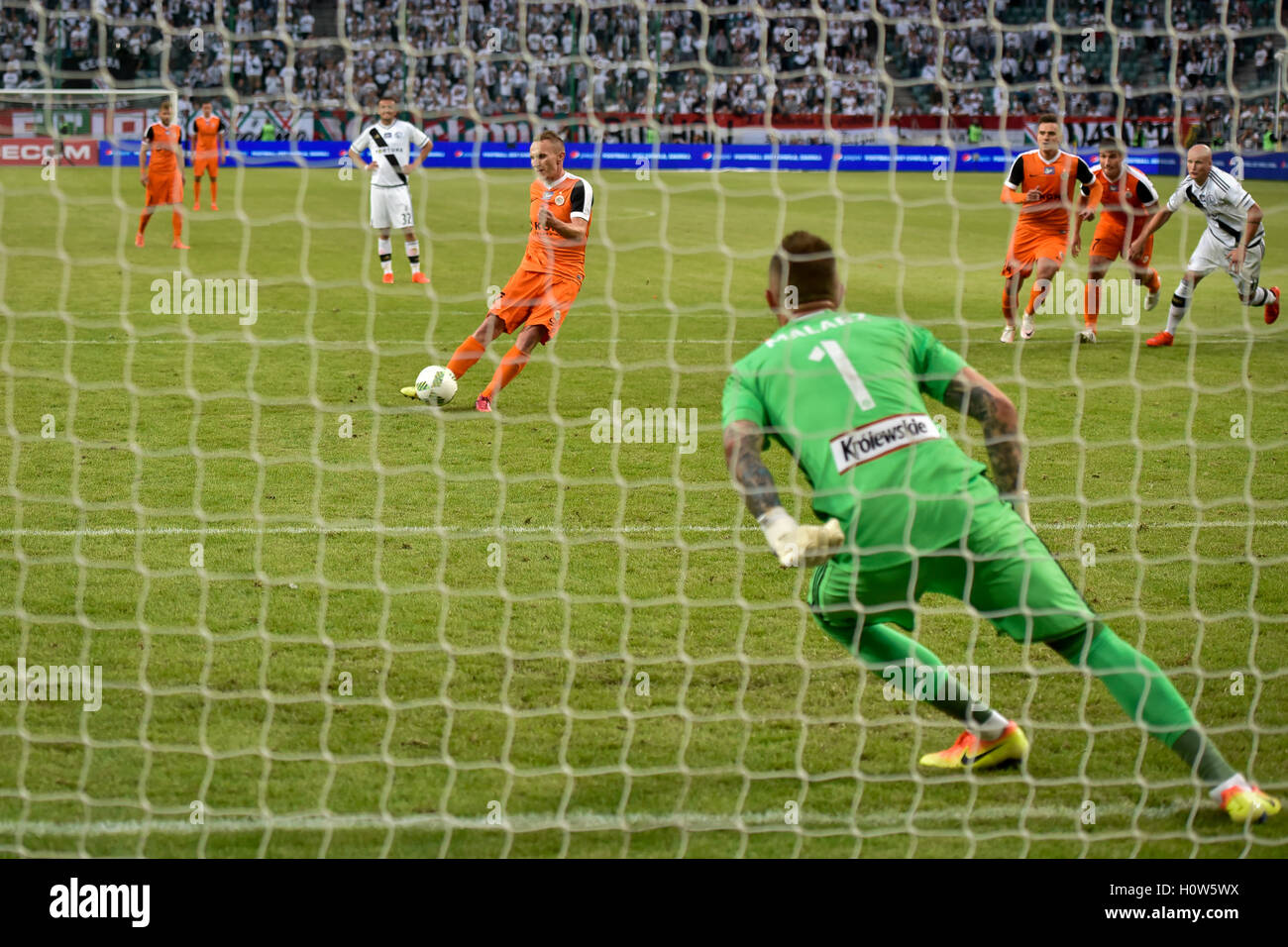 Varsovie, Pologne - 18 septembre 2016 : Premier League Match Lotto Ekstraklasa polonaise entre Legia Warszawa - KGHM Zaglebie Lubin Banque D'Images