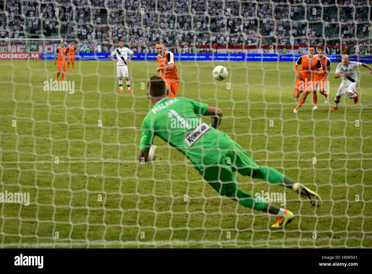 Varsovie, Pologne - 18 septembre 2016 : Premier League Match Lotto Ekstraklasa polonaise entre Legia Warszawa - KGHM Zaglebie Lubin Banque D'Images