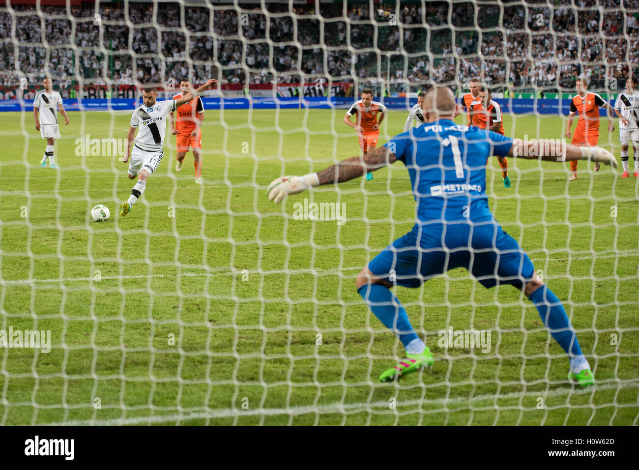 Varsovie, Pologne - 18 septembre 2016 : Premier League Match Lotto Ekstraklasa polonaise entre Legia Warszawa - KGHM Zaglebie Lubin Banque D'Images