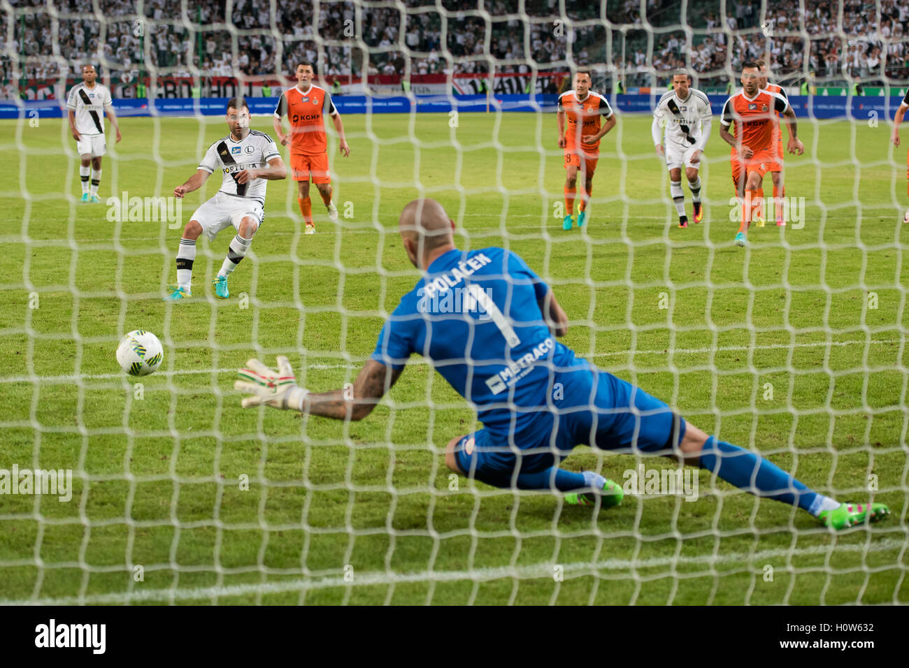 Varsovie, Pologne - 18 septembre 2016 : Premier League Match Lotto Ekstraklasa polonaise entre Legia Warszawa - KGHM Zaglebie Lubin Banque D'Images