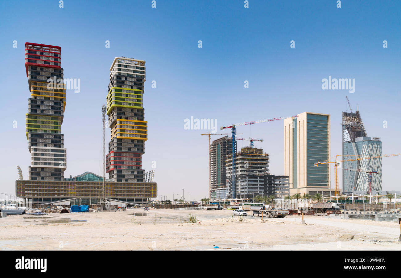 Les chantiers de construction à Lusail City nouvelle propriété développement de Doha, Qatar Banque D'Images