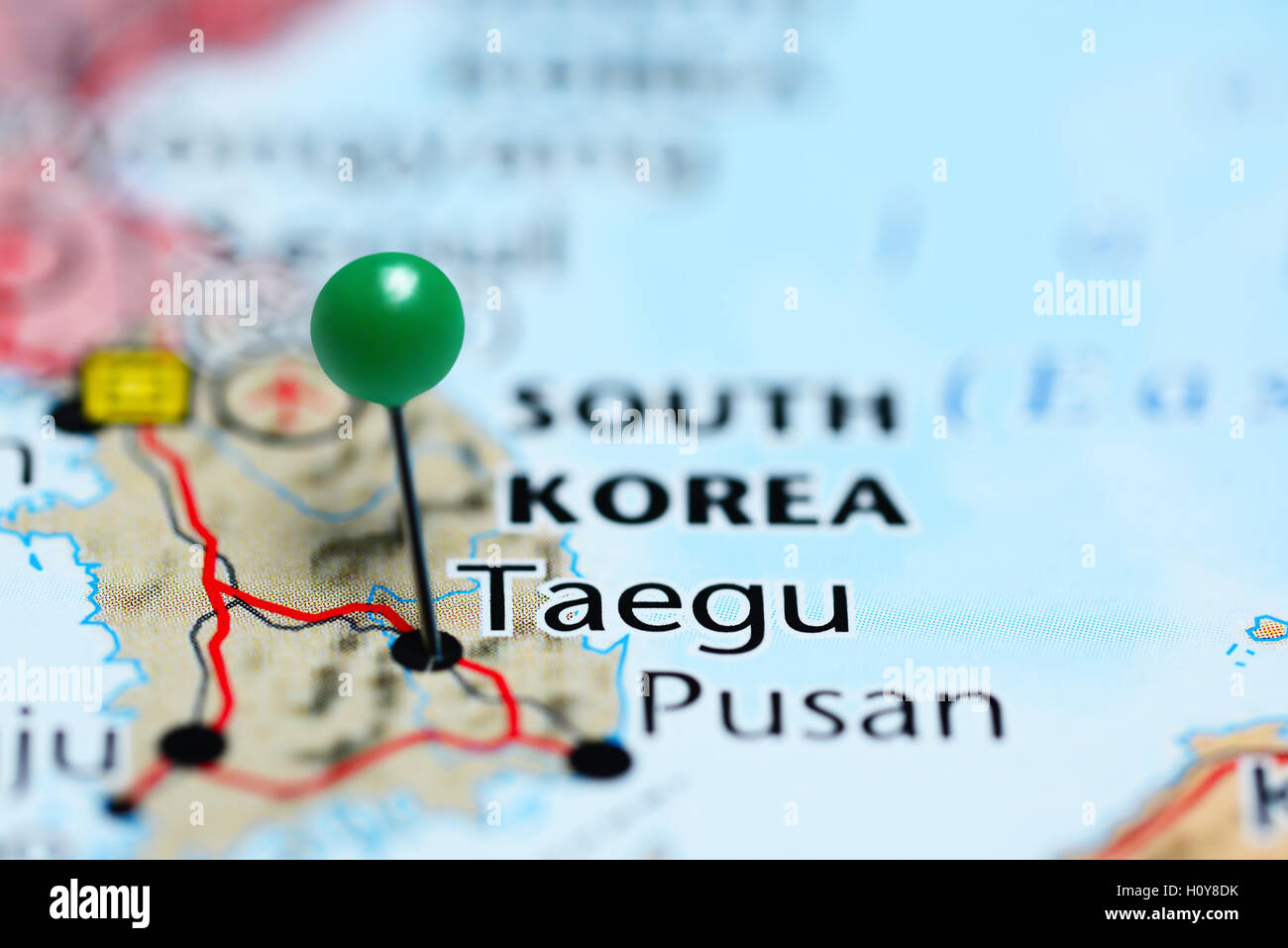 Taegu épinglée sur une carte de la Corée du Sud Banque D'Images
