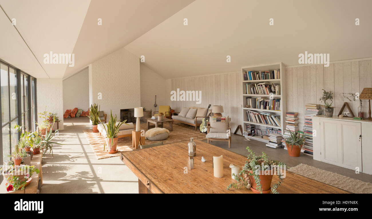 Home Vitrine plan d'étage ouvert salle à manger Banque D'Images