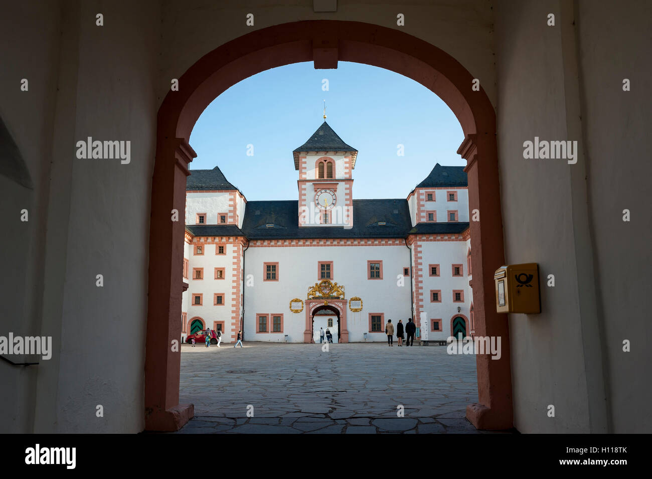 La porte sud du pavillon de chasse d'Augustusburg, Saxe, Allemagne, Europe Banque D'Images