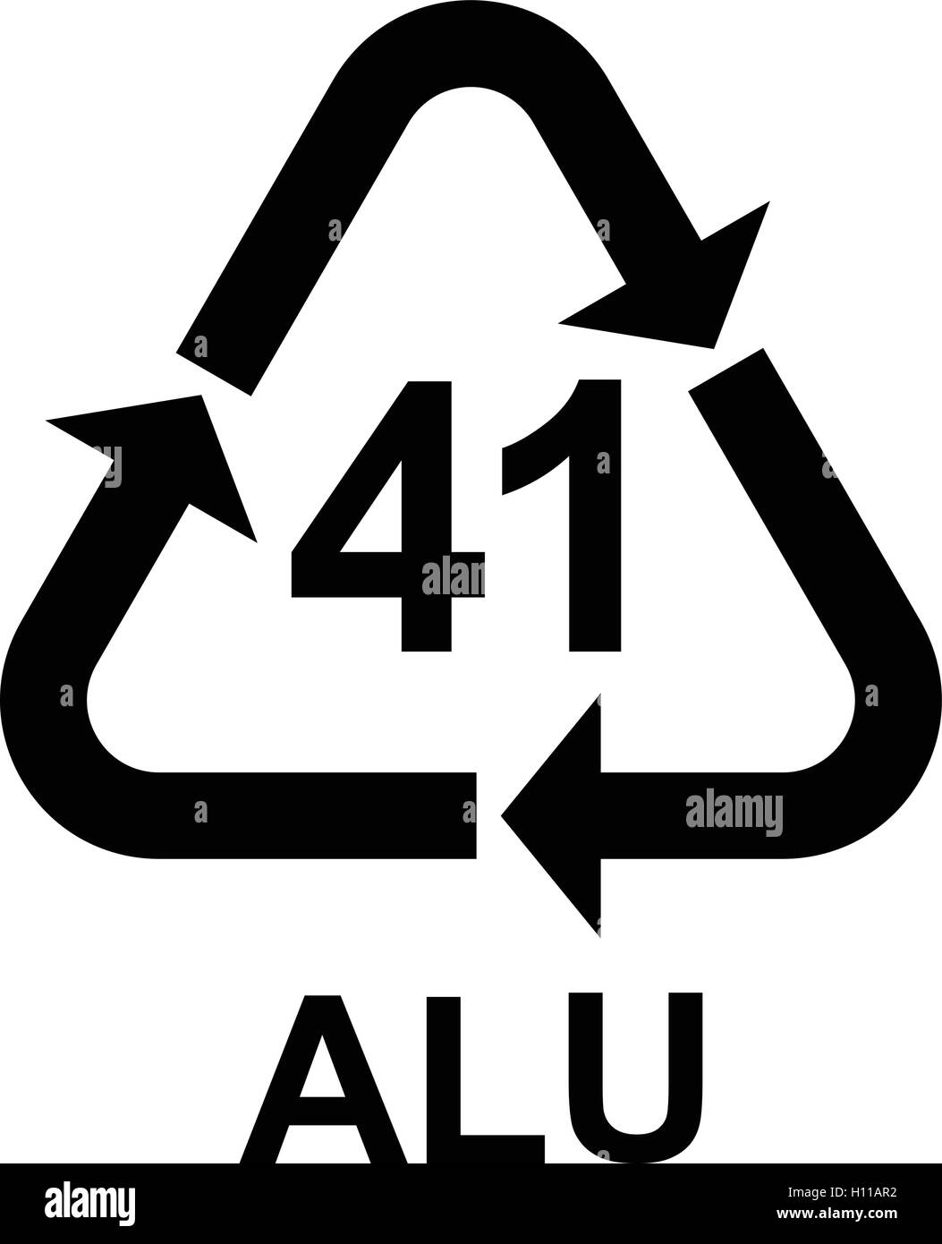 Symbole de recyclage de l'aluminium alu 41, code de recyclage de métaux alu 41, vector illustration. Illustration de Vecteur