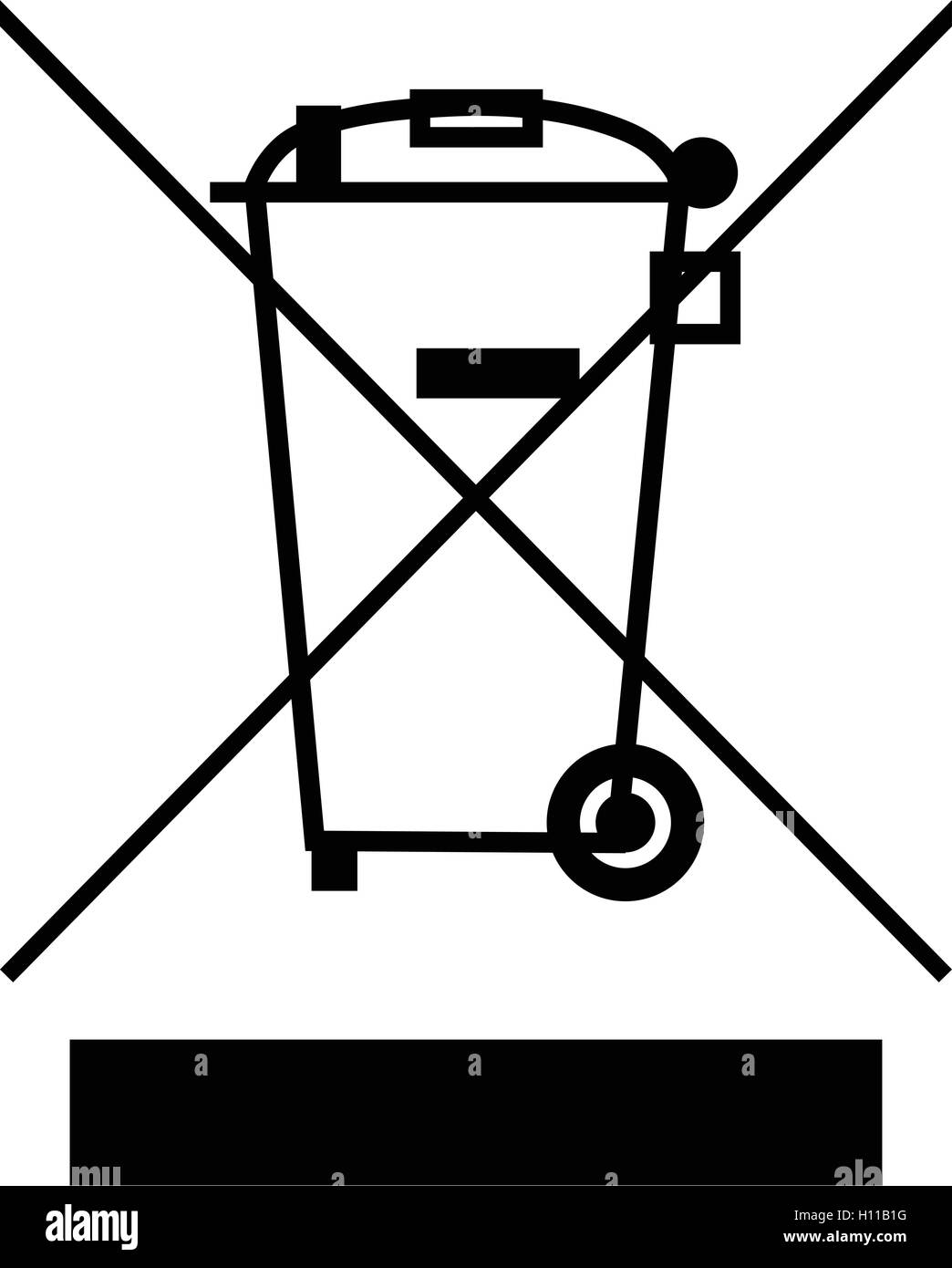 Le représentant une poubelle barrée avec symbole de barre, déchets  d'équipements électriques et électroniques d'illustration vectorielle,  signe de recyclage Image Vectorielle Stock - Alamy