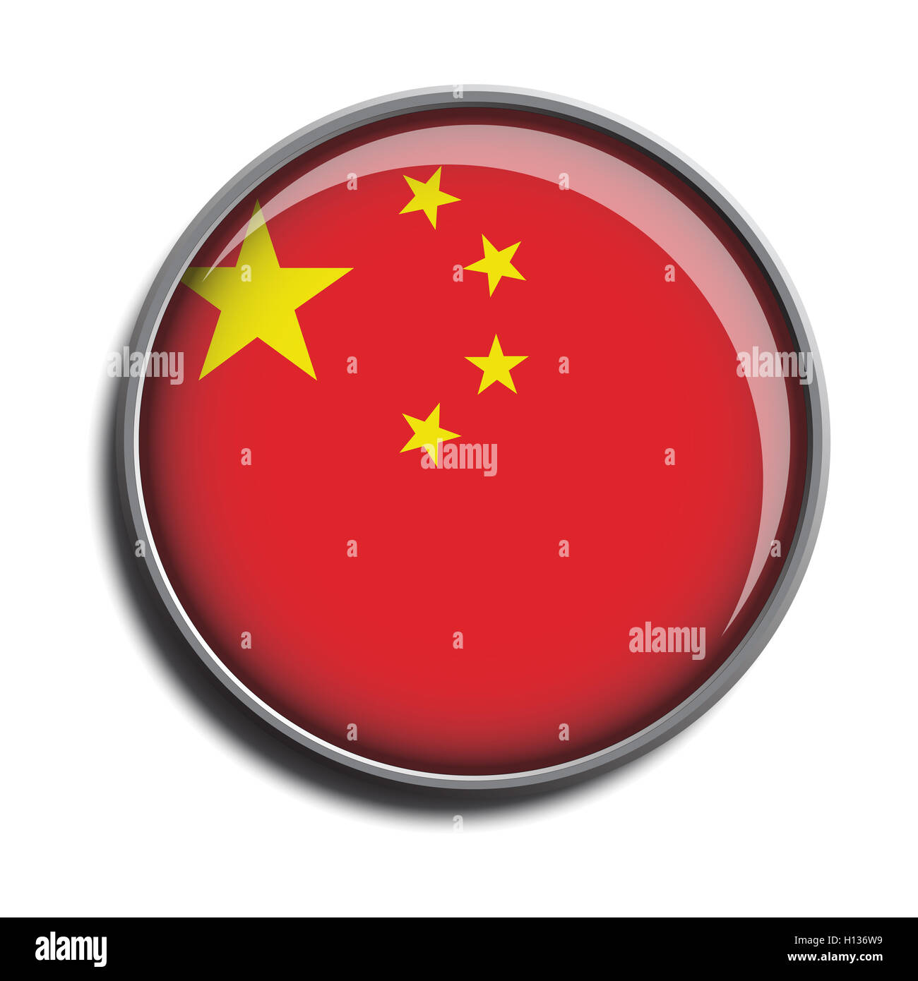 Icône Bouton web chine drapeau Banque D'Images