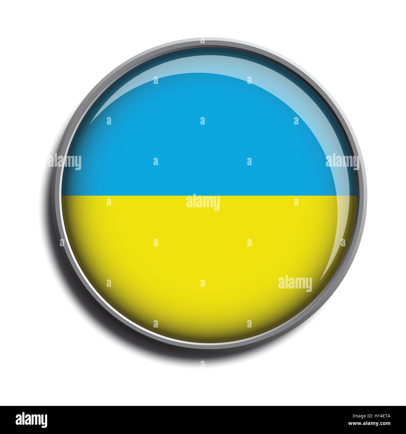 Icône Bouton web drapeau ukraine Banque D'Images