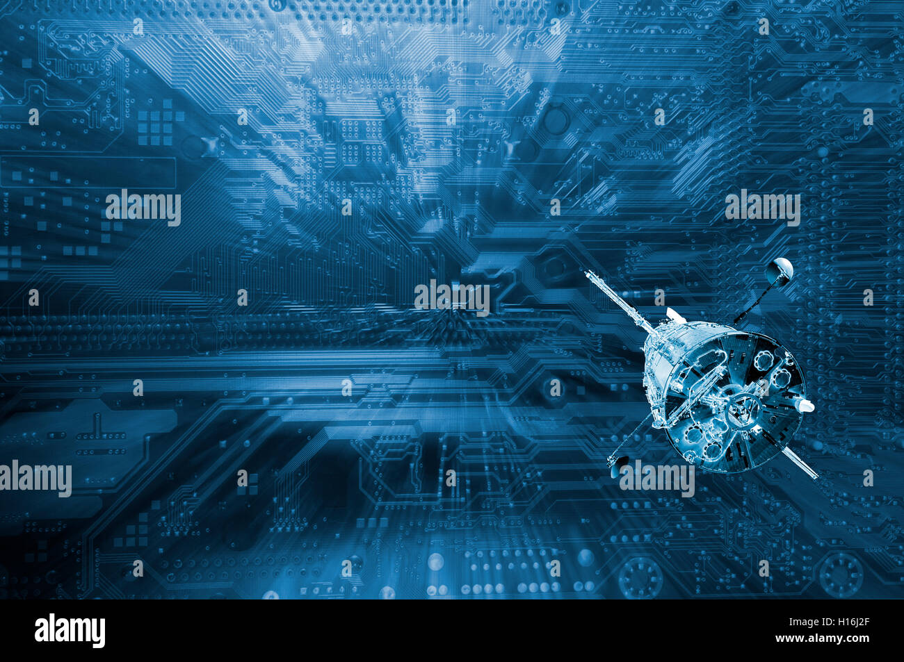 L'exploration informatisée satellite dans l'espace Banque D'Images